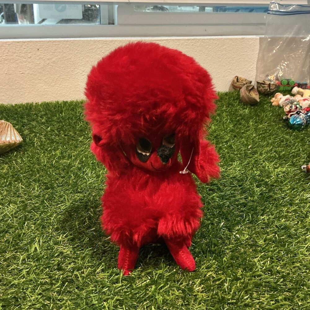 Vintage 1968 KA Kamar Red Poodle Plush Dog Stuffed Animal 6” Retro